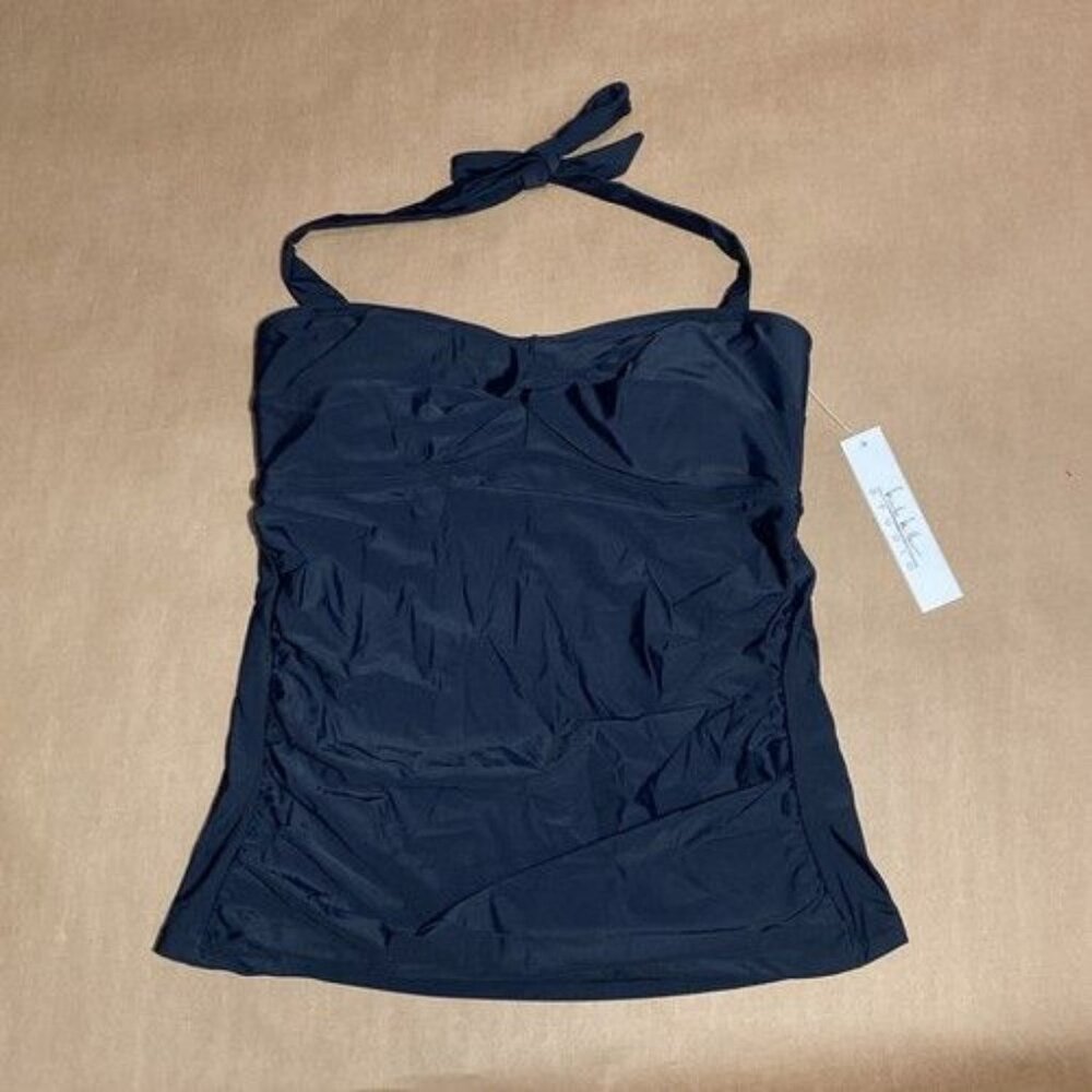 Nicole Miller Studio  Black Womens Top Only Strappy Swimsuit Size M